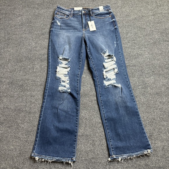 Judy Blue Denim - Judy Blue Jeans Women's Size 13 31 Blue Dad Jean Mid Rise Distressed Medium Wash